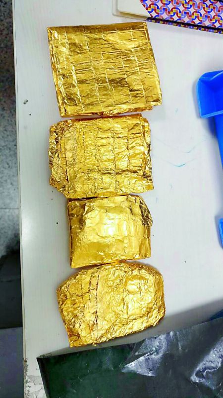The gold seized from the passenger on Thursday.