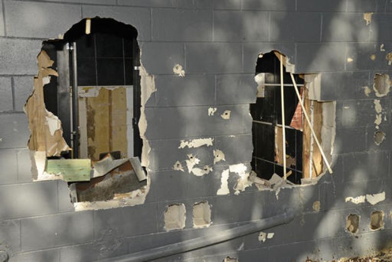 This June 20, 2016, photo released by the City of Orlando shows bullet holes and openings where police officers breached a wall of the Pulse nightclub to free hostages. (Photo: AP))