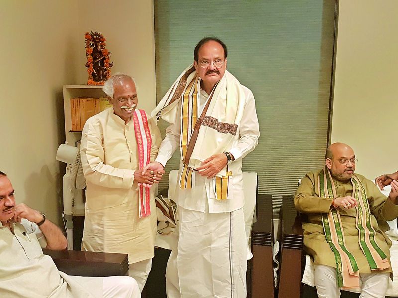 Union minister M. Venkaiah Naidu with Bandaru Dattatreya