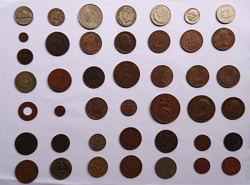 A part of the coin collection donated by P.K Sathyavati
