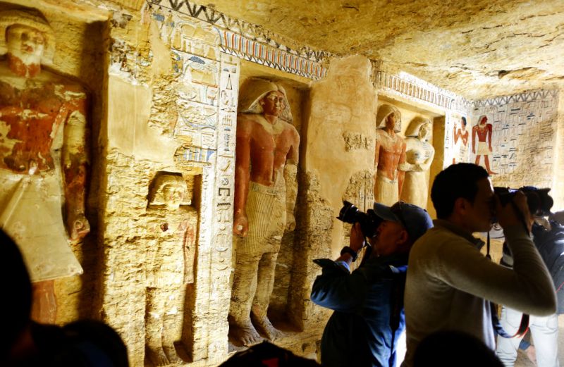 The Egyptian Archaeological Mission working at the Sacred Animal Necropolis in Saqqara archaeological site succeeded to uncover the tomb, Antiquities Minister Khaled el-Anani, announced. (Photo: AP)