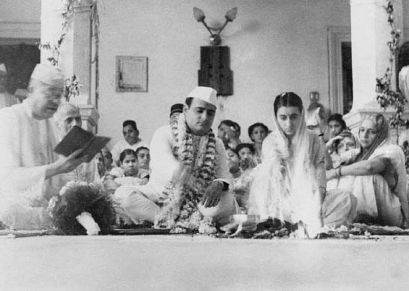 The wedding of Feroze and Indira on March 26, 1942, at Anand Bhawan, Allahabad