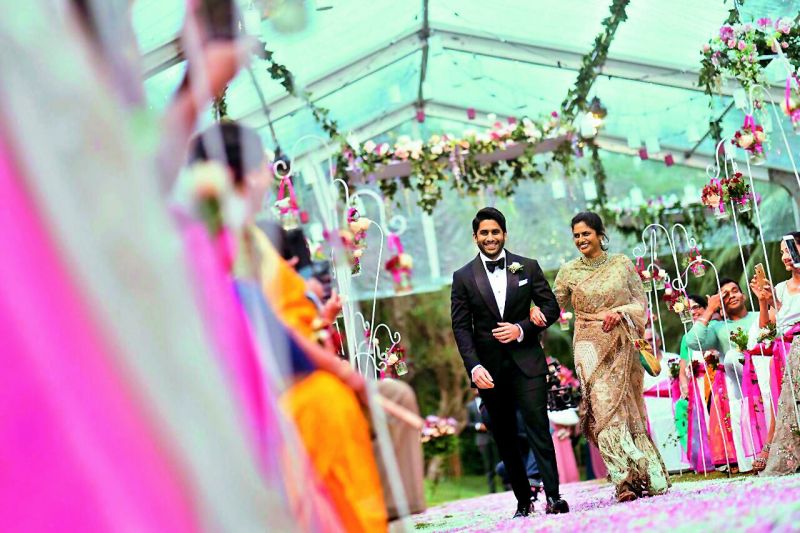 Naga Chaitanya walked to the altar hand-in-hand with mother Lakshmi who was all smiles.