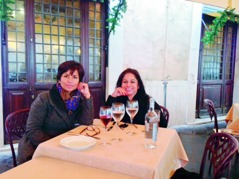 Quick getaway: Manjusha (right) and her sister Tanuja at the Casa Del Logo villa in Umbria, Tuscany