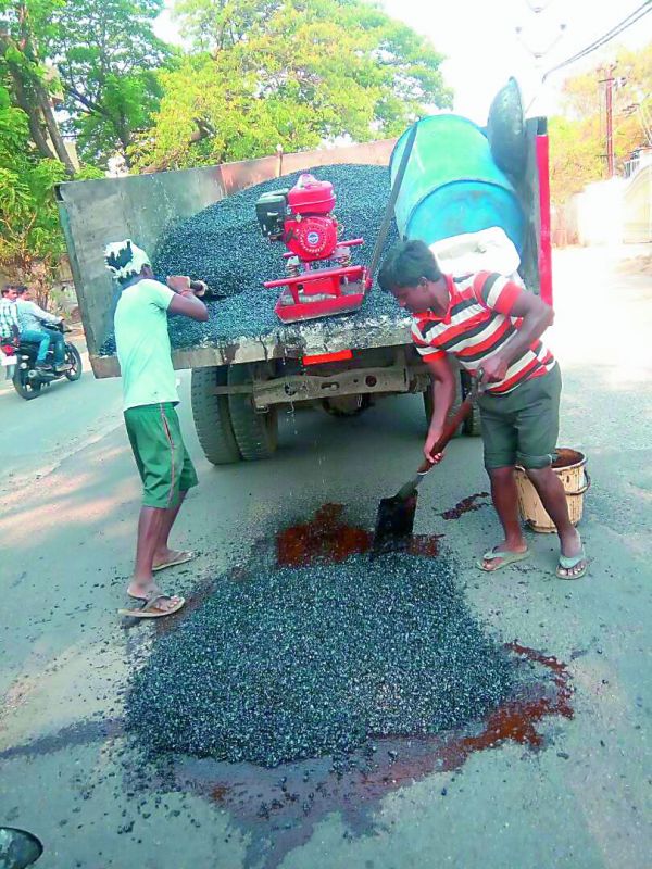 GHMC staff quickly filled the potholes identified during the visit. 