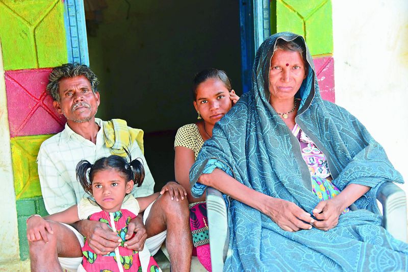 Ramavath Kamli with her family. She  gave birth to six daughters. The sixth baby was given up just 10 days ago.