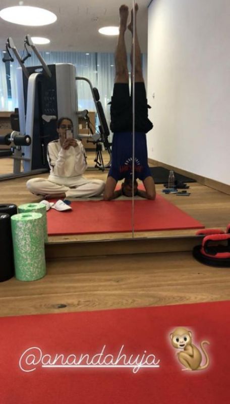 Sonam Kapoor and Anand Ahuja at the gym.