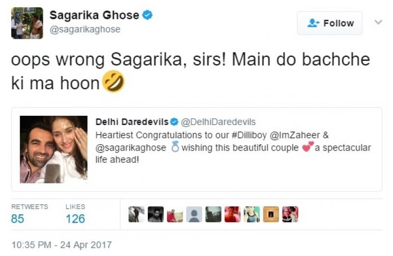 Zaheer Khan, Sagarika Ghatge, Twitter, Zaheer Khan Sagarika Ghatge engagement, Sagarika Ghose