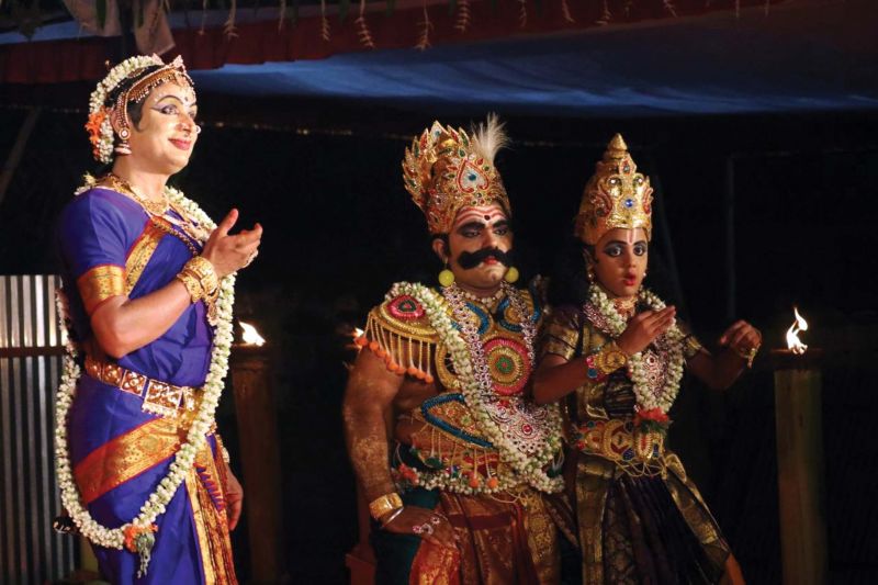 Amateur (male only) artistes performing Bhagavatamela