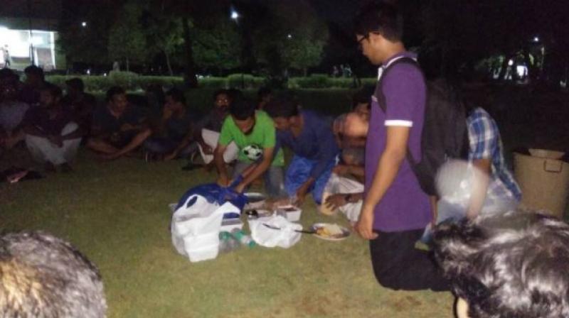 Earlier on May 27, Students Federation of India (SFI) staged similar protest in Kerala by eating beef outside University College, Trivandrum. (Photo: ANI Twitter)