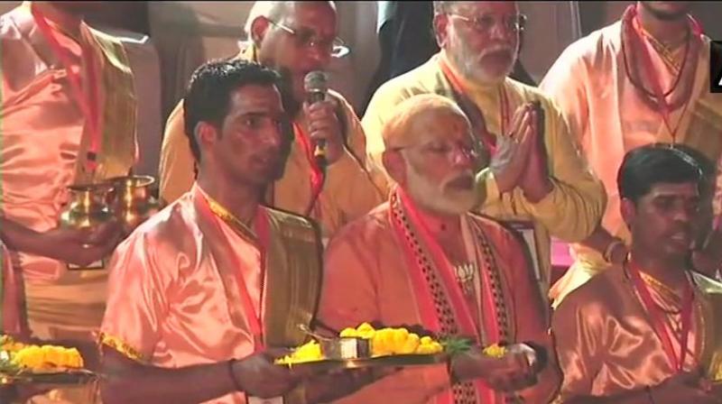 PM Modi performs Ganga Aarti post mega roadshow in Varanasi