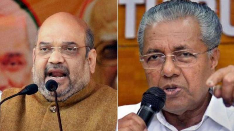 In a hard-hitting speech after inaugurating the BJP district office in Kannur, Shah alleged that the communist government is conspiring against temples. (Photo: DC)