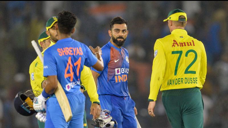 India skipper Virat Kohlis unbeaten knock of 72 runs helped his team defeat South Africa by seven wickets in the second T20I at PCA Stadium here on Wednesday. (Photo:AFP)