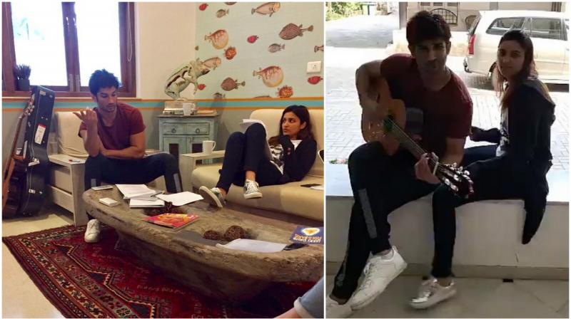 Watch: Sushant strums guitar between reading sessions with Parineeti for Takadum