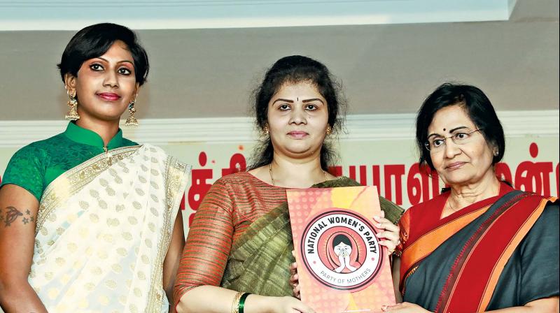 At the launch of the National Womens Party in the city - Nithya Teju (left),  Dr Swetha Shetty and Padma Venkatraman.