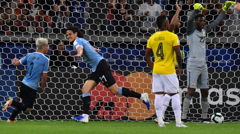 Luis Suarez and Edinson Cavani were on target as Uruguay thumped 10-man Ecuador 4-0 in their opening Group C match at the Copa America on Sunday. (Photo:AFP)
