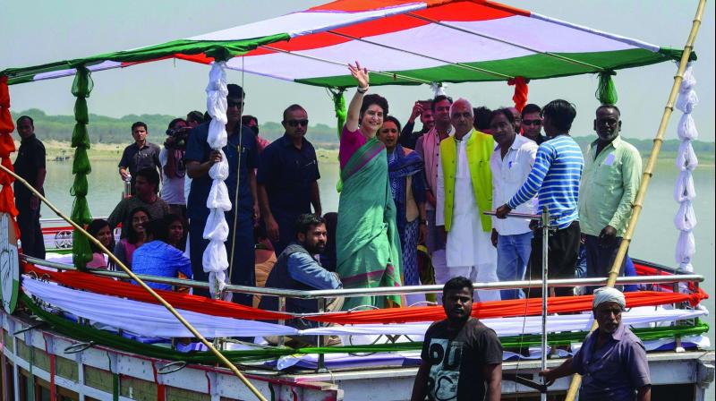 Priyanka Gandhi rides boat to test Uttar Pradesh political waters