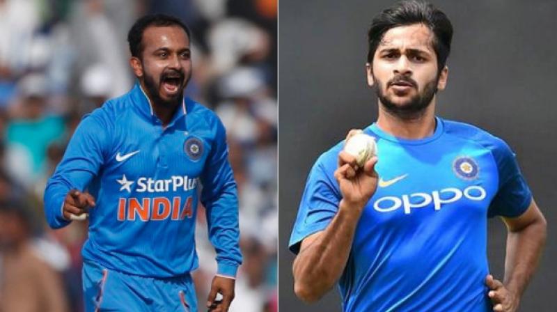 Off-break bowler Kedar Jadhav and pacer Shardul Thakur were on Saturday named in the 17-man squad for the ODI series against South Africa early next year.(Photo: AP / PTI)