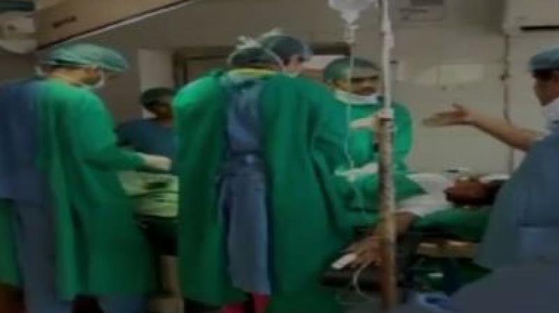 Verbal spat broke out between two doctors at an operation theatre in a hospital at Udaipur in Rajasthan. (Photo: Screengrab | ANI)