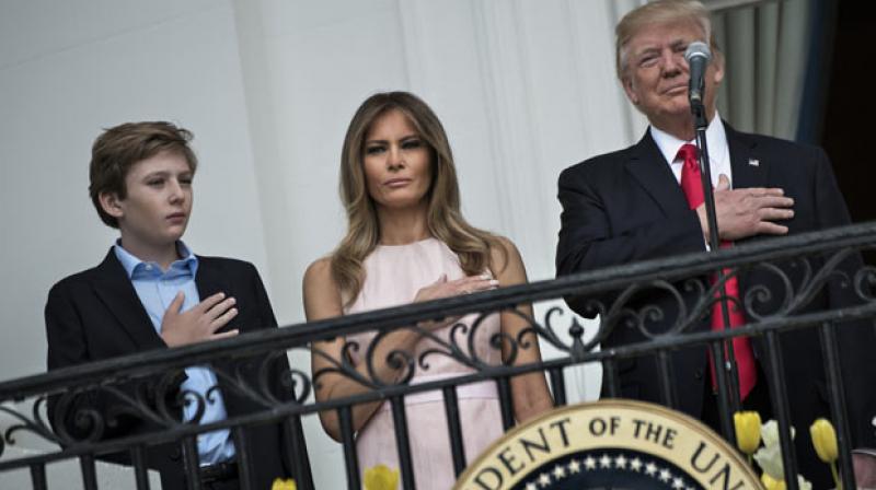 US President Trump, First Lady Melania Trump and Barron Trump. (Photo: AFP)