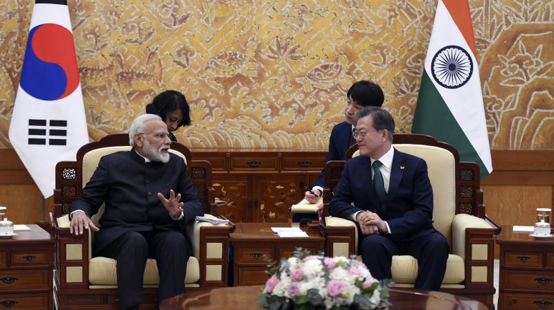 Prime Minister Narendra Modi held talks with South Korean President Moon Jae-in, in Seoul, earlier on Friday. (Photo: AP)