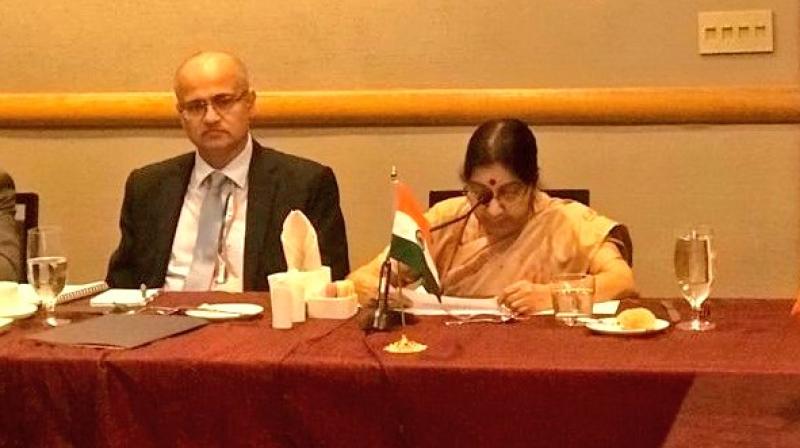 Before Swaraj left, she made Indias stance clear at the SAARC meeting that India wont engage in regional cooperation when terrorism is the single-largest threat to peace and stability in South-Asia. (Photo: Twitter | @MEAIndia)