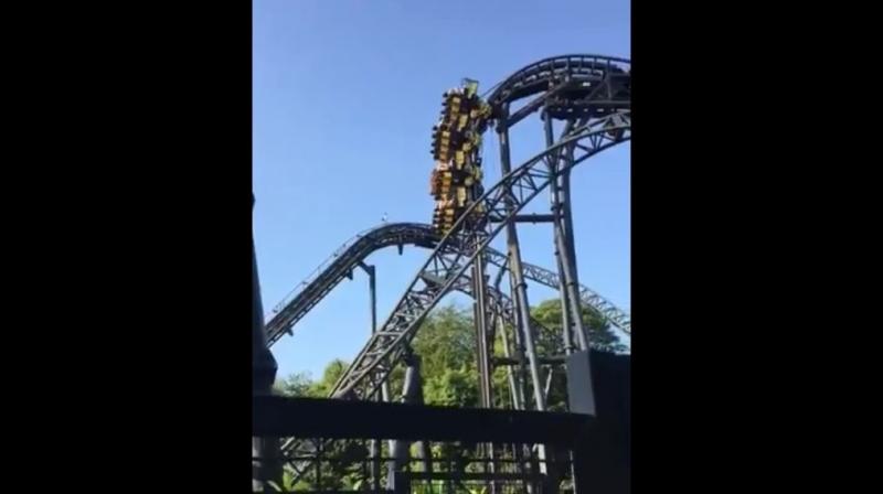 Video Roller coaster breaks down at UK theme park people left