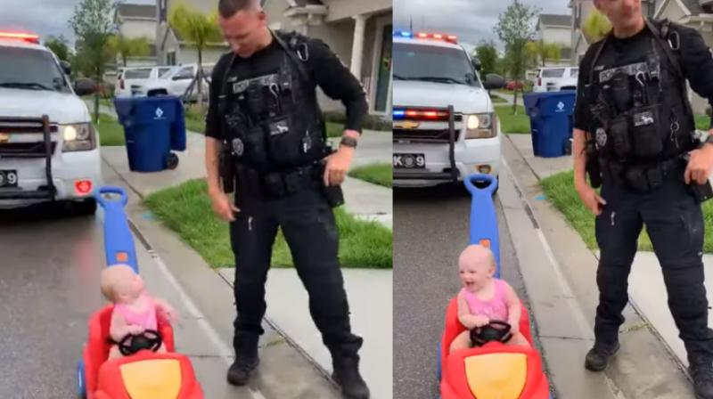 US cop pulls over 10-month old daughter for \driving\ on wrong side of Road