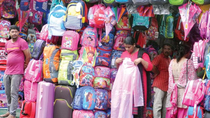 n Traders have complained of poor sales compared to previous years. Most of the schools mandate that the students should buy necessary items like books, bag and shoes from the schools itself. The online shopping trend has also impacted the sale, the traders rued.