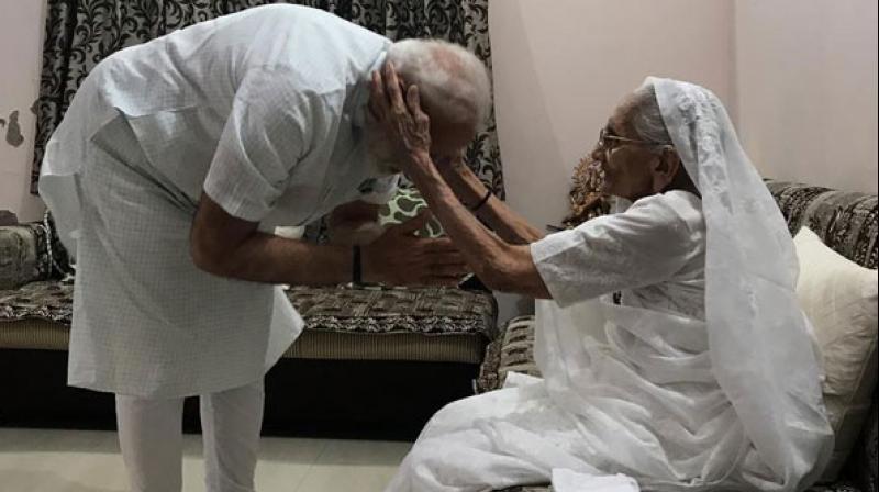 PM Modi visits mother Heeraben in Gandhinagar to seek blessings