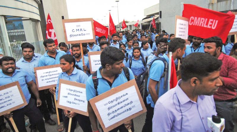 CMRL staff stage protest, seek meeting with MD