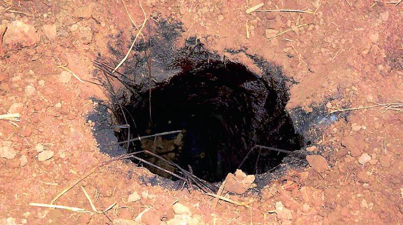 A view of the tunnel which was created by Pakistani militants for infiltration at International Border in Samba district.