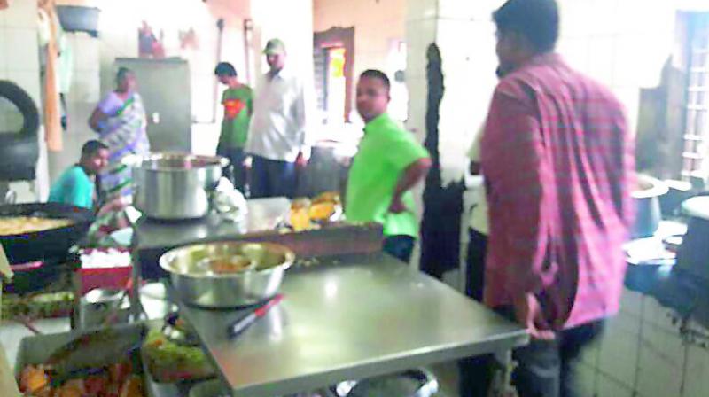A view of the kitchen at one of the hotels which was raided by GHMC officials. It was found violating several food safety standards.