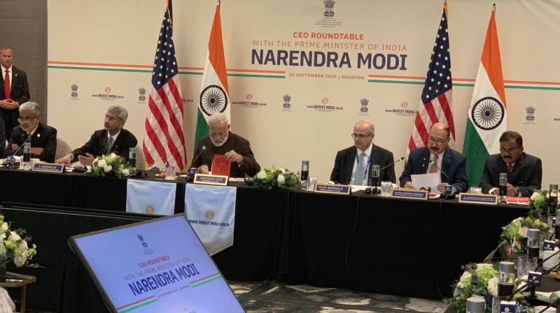 Earlier, the Prime Ministers Office (PMO) had posted on Twitter a couple of photographs of Modis meeting with the chief executive officers (CEOs) of some of the top oil companies based in the US. (Photo: Twitter)