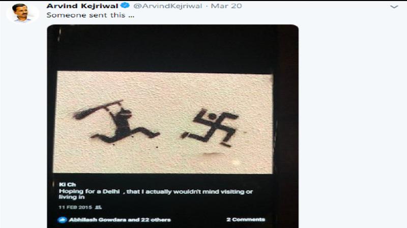 Swastik tweet was to attack Hitler, not to hurt Hindu sentiments: Kejriwal