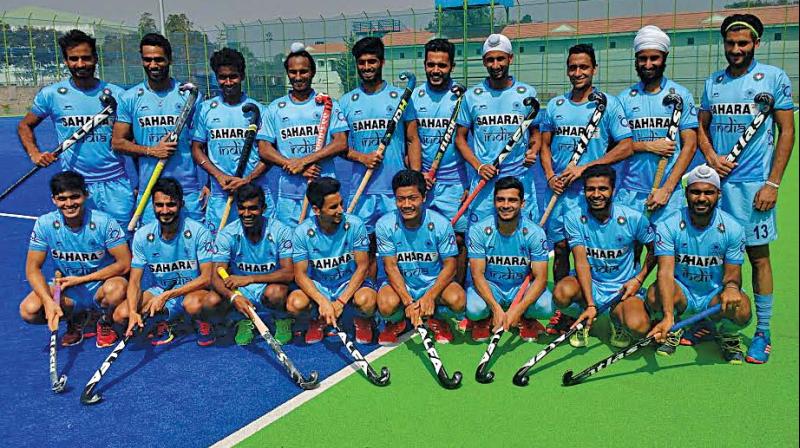 Members of the Junior World Cup team pose in Bengaluru on Friday. (Photo: ASIAN AGE)