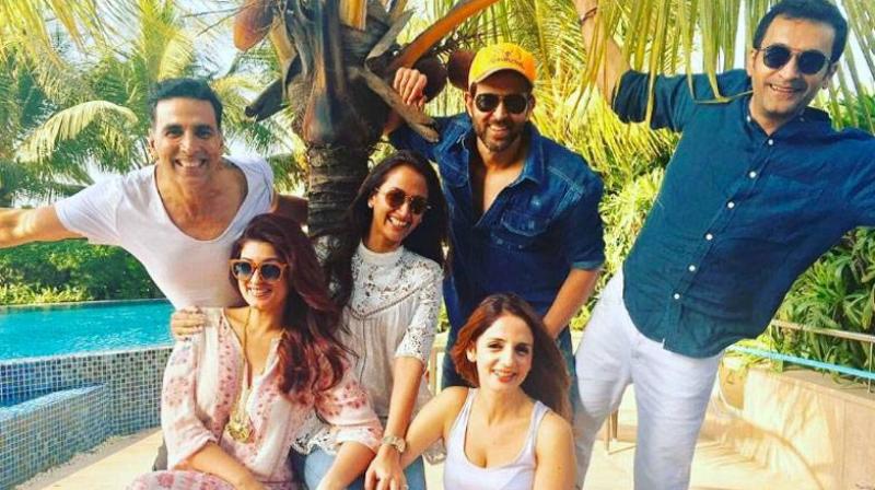 Bollywood stars hanging out with together with their friends.