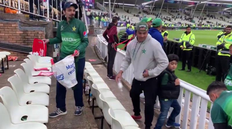 ICC CWC\19: Pakistan fans clean stadium after New Zealand clash; Watch video