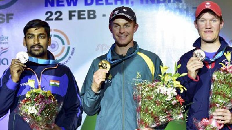 Ankur Mittal finished second on the podium after he tallied 74, one behind gold medal winner James Willett of Australia. Great Britains Steven Scott was third on the standings with 56. (Photo: PTI)