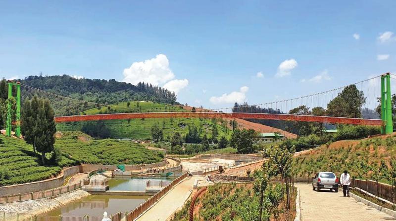 325 feet pedestrian suspension bridge at Karnataka garden in Ooty