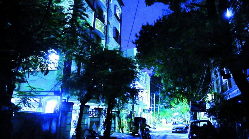 Street lights not working at many places in Hyderabad. (Photo: S. surender Reddy)