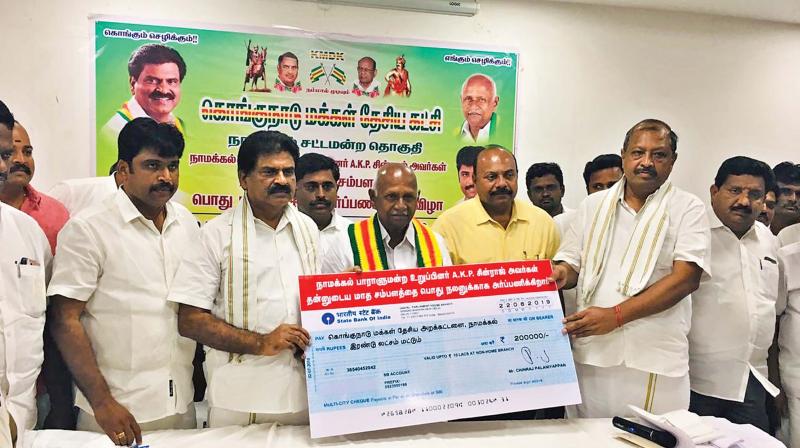 Namakkal MP gives Rs 2 lakh from salary for area welfare