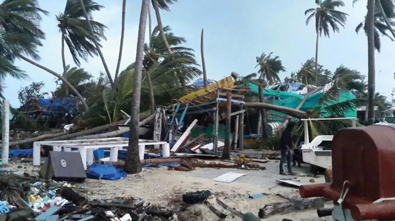 A heavily battered Minicoy island in Lakshadweep after cyclone Ockhi devasted the area on Saturday.
