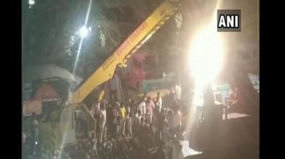  The four-storeyed building, which belonged to one of the relatives of former Congress minister Vinay Kulkarni, came crashing on Tuesday.   (Image: ANI)
