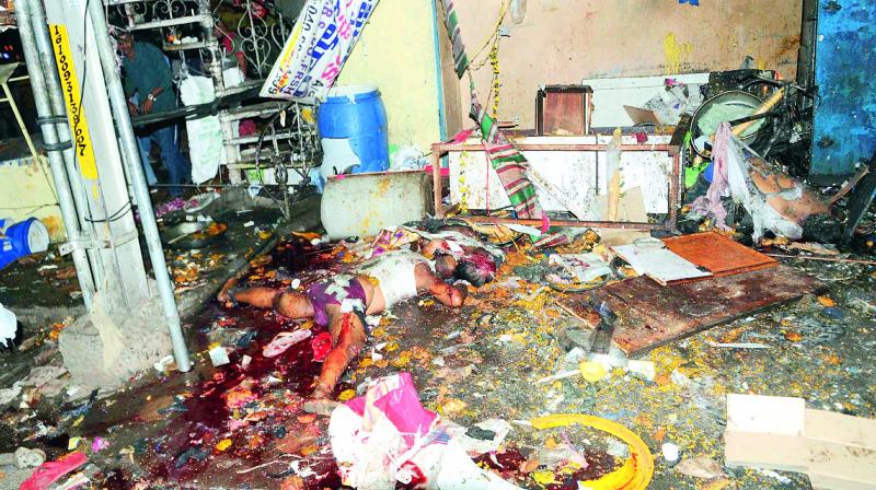 blast scene: The blast scene picture published by Deccan Chronicle on February 22, 2013.