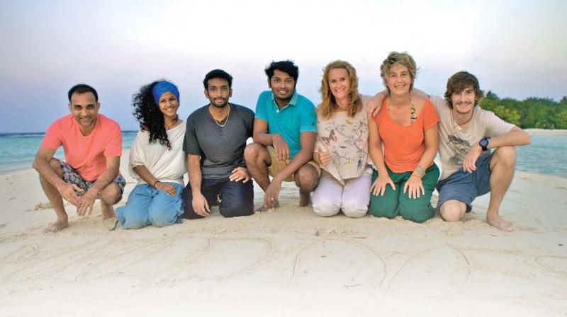 Aine and team at Maldives.