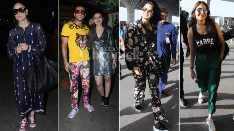 Ranveer, Alia party all night; Kareena, Katrina, Anushka look cool at airport