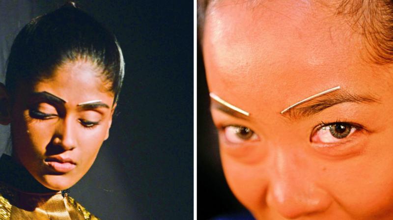 Spotted at several runway shows including Amit Aggarwals show at LakmÃ© Fashion Week S/R 17, the normal eyebrows were taken a notch higher by using recycled metal wires.