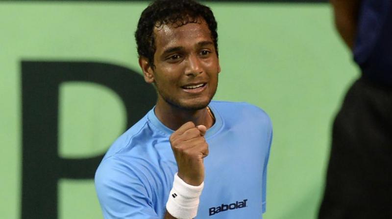 Ramkumar Ramanthans victory over Dominic Thiem was his first-ever victory over a top-10 player in the ATP rankings. (Photo: AFP)