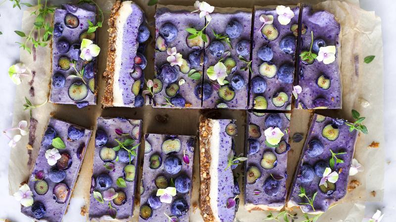Blueberry Thyme Dream Vegan Cake by cookbook author Virpi Mikkonen. (Photo Credit: Virpi Mikkonen)